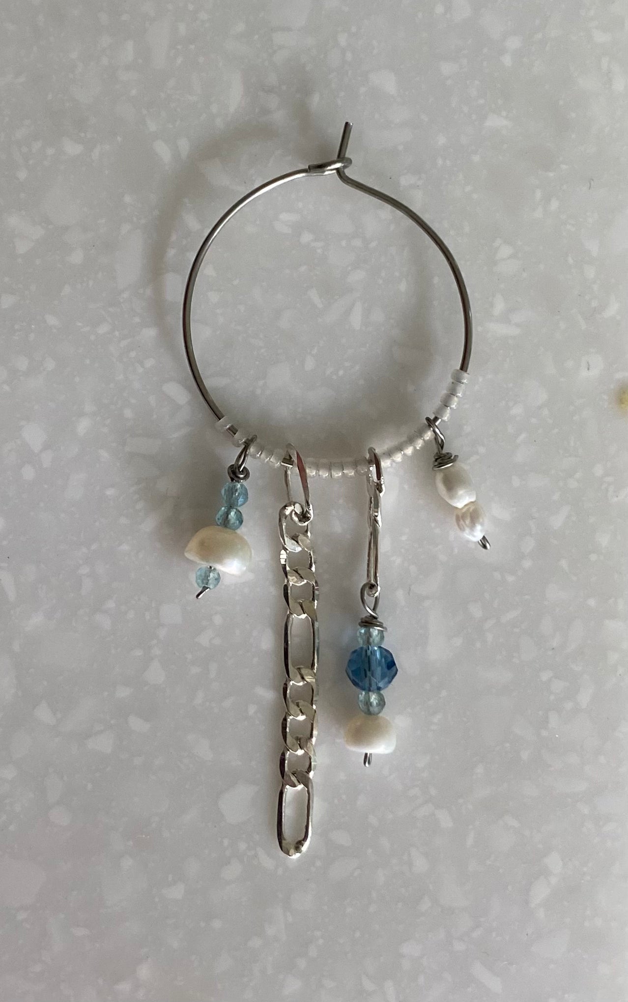 Silver Beaded Hoops