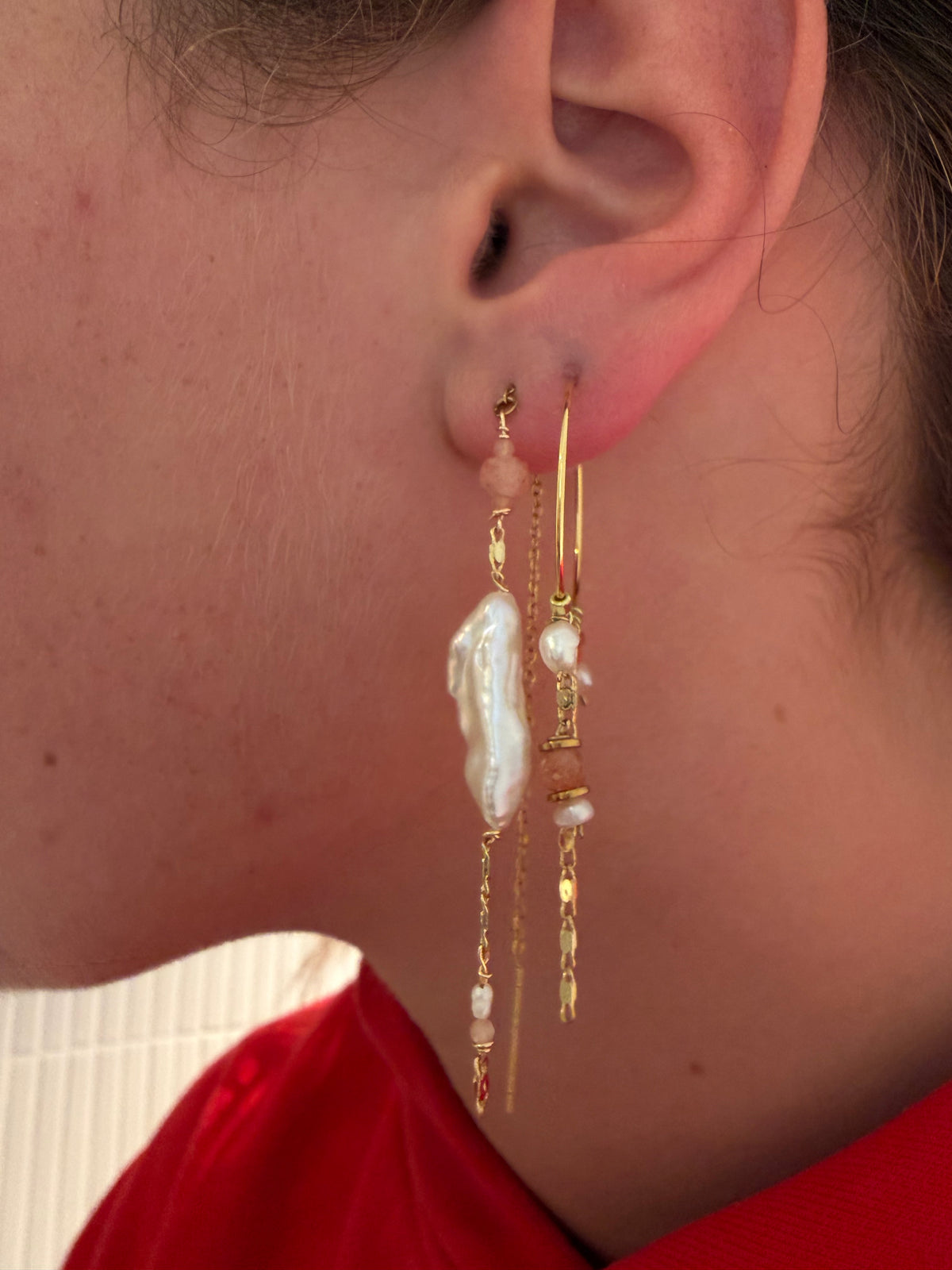 Coral Beaded Earrings