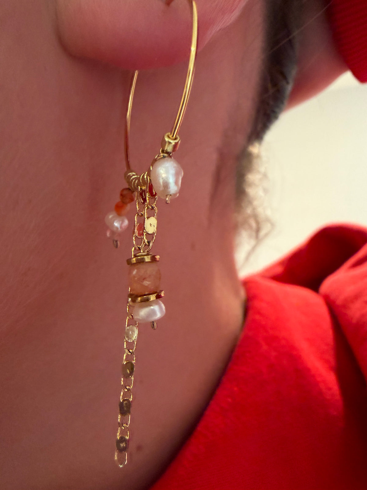 Coral Beaded Earrings