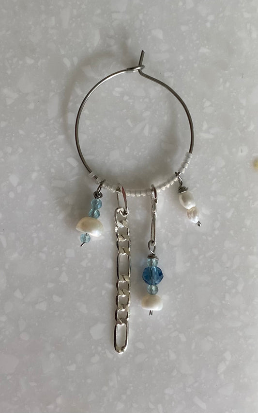 Silver Beaded Hoops