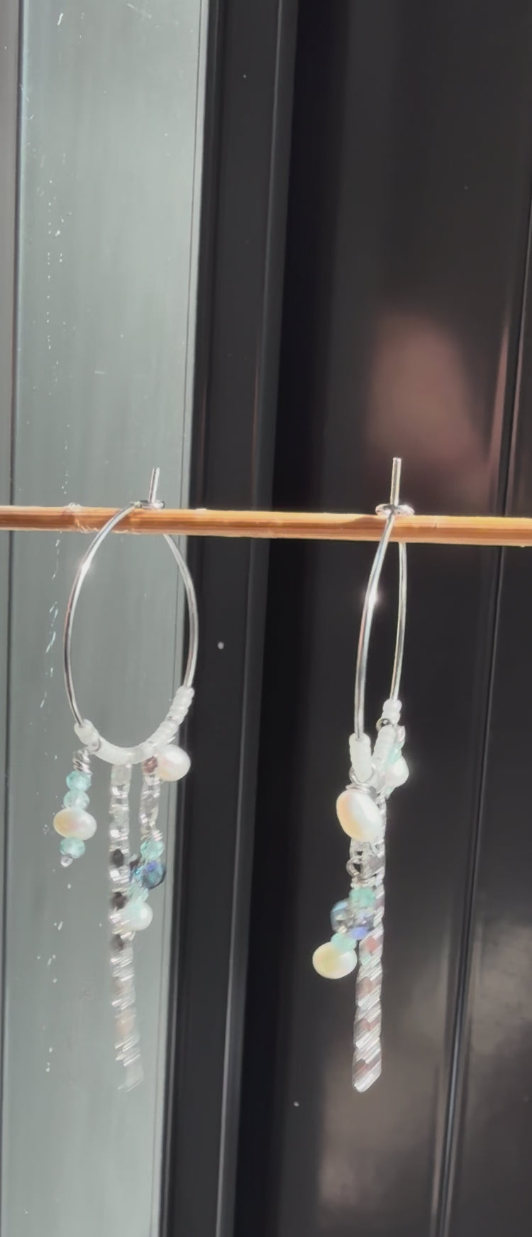 Silver Beaded Hoops
