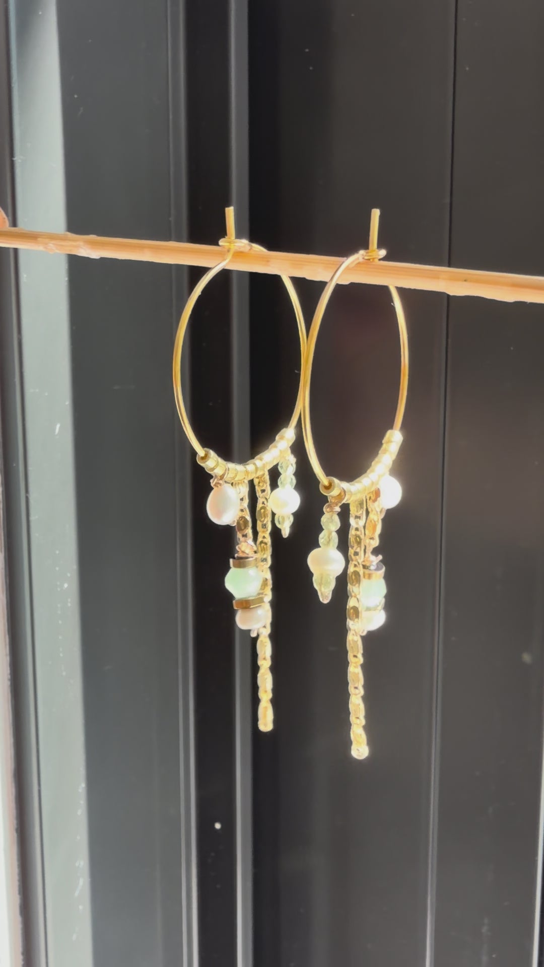 Peridot Beaded Hoops